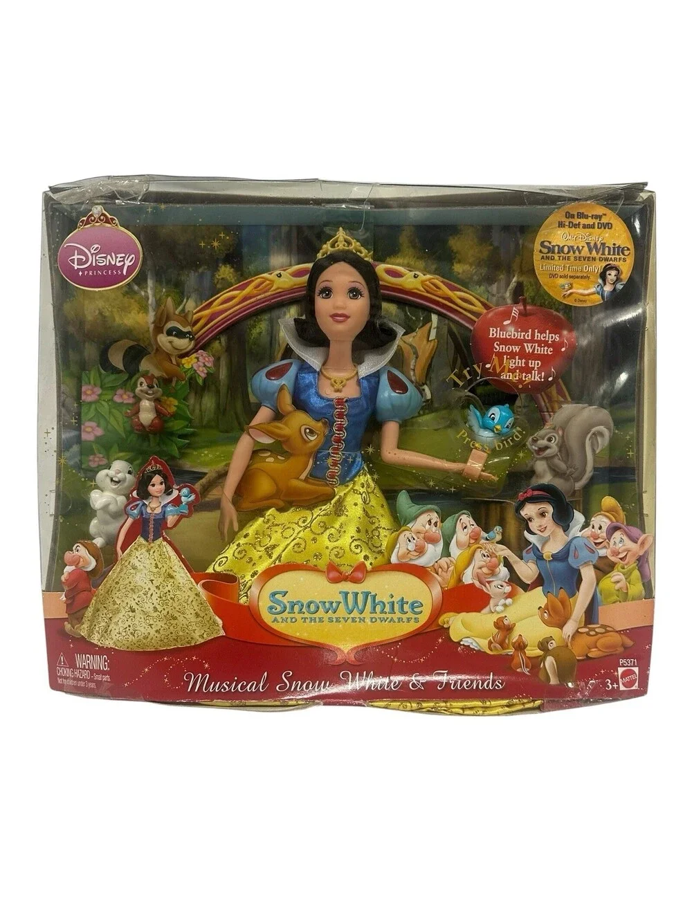 Mattel 2009 Disney Princess Musical Snow White & Friends Playset Light Up Doll